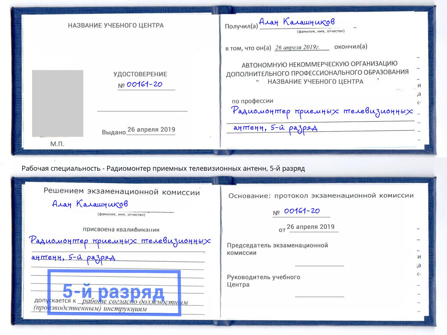 корочка 5-й разряд Радиомонтер приемных телевизионных антенн Бийск