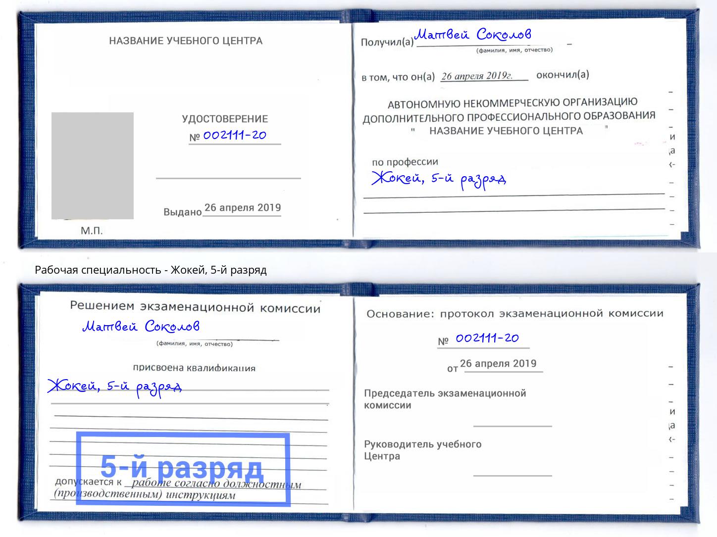 корочка 5-й разряд Жокей Бийск