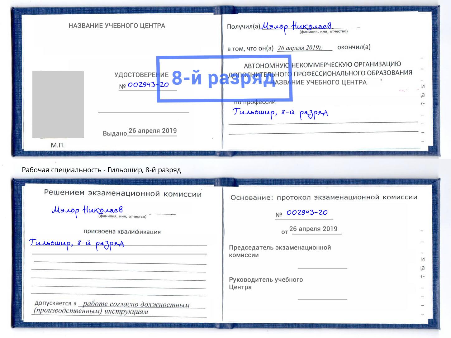 корочка 8-й разряд Гильошир Бийск